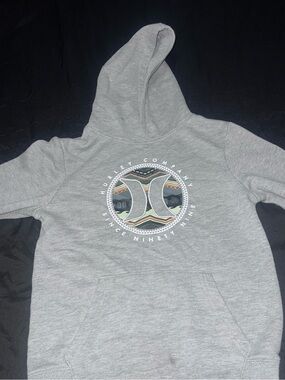 Hurley Gray Hooded Sweatshirt with Geometric Chest Print